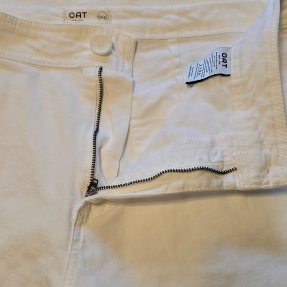 Oat Wide Leg Jeans Womens Size 10/30 White Raw Hem High Rise Stretch Clean Girl - Picture 6 of 12